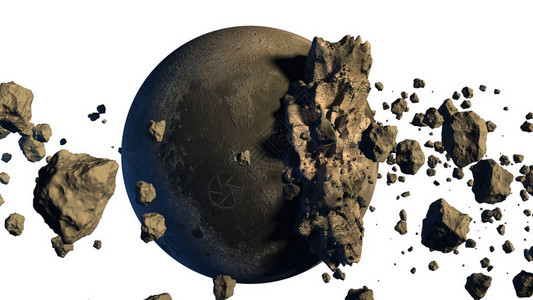 小行星在类似月亮的天体旁边生成背景图片