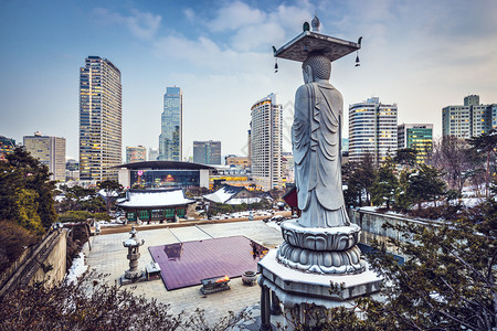 首尔韩国江南区的城市景观高清图片