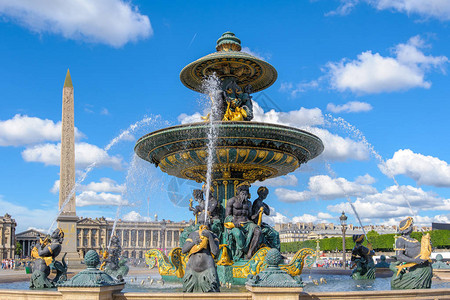法国巴黎协和广场中心的FontainesdelaConcorde和图片