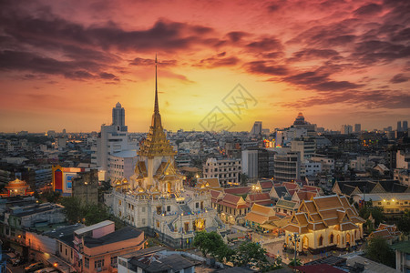 泰国Bangkok城区的Wat背景图片