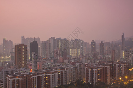 香港市中心日落图片