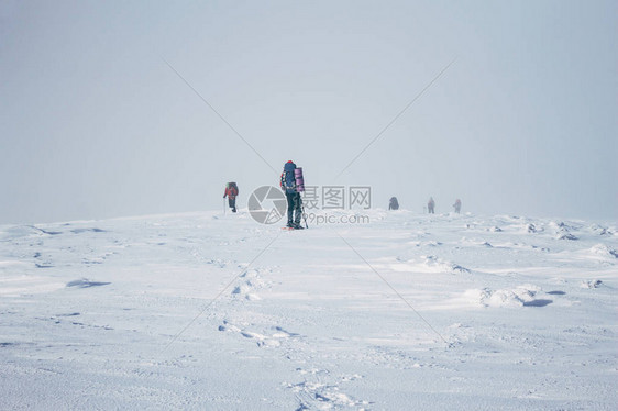 登山队到达Gorgany山顶图片