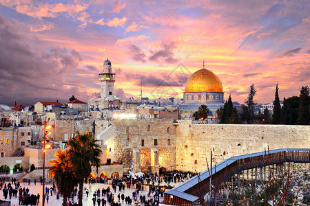 旧城西墙的天线和以色列耶路撒冷图片