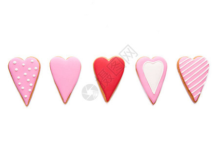 甜自制饼干一行粉红和冰淇图片