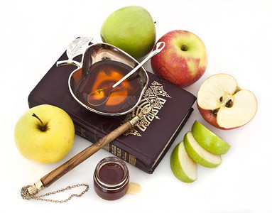 RoshHashana的蜂蜜与苹果图片