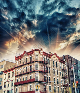 纽约市唐人街色彩缤纷的街区图片