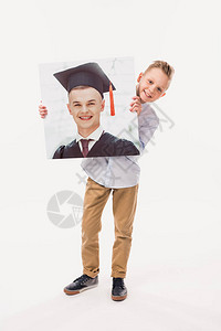 小学毕业纪念册装作是研究生的笑男孩背景