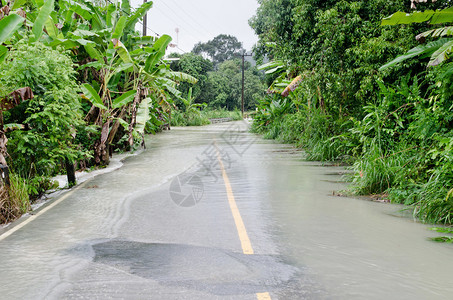 雨季被淹的道路图片