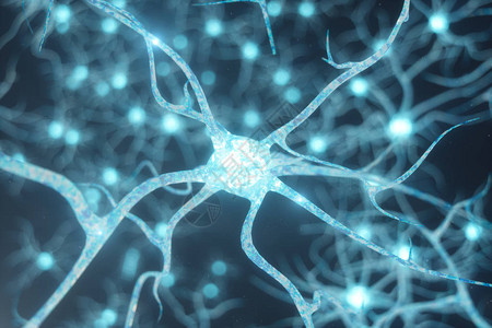 具有发光链接结的神经元细胞的概念图突触和神经元细胞发送电化学信号具有电脉冲的互连神经元的神经元图片