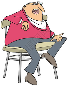 这个插图描述了一个胖子穿着毛衣坐在背景图片