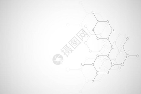 分子结构和化学元素抽象分子背景科学和数字技术概念科学或图片