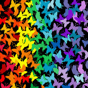 无缝模式与彩虹蝴蝶背景图片