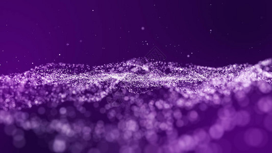 深紫色和发光尘埃粒子抽象背景图片
