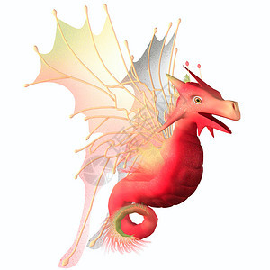 一个神话和幻想的动物龙是一只有角和翅背景图片