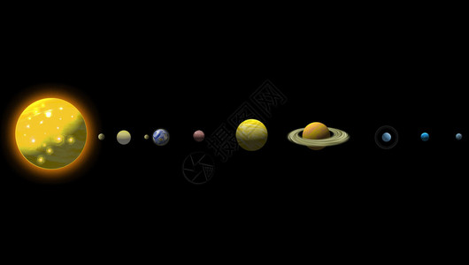 以回溯式方用黑色背景设置的行星太阳系对图片