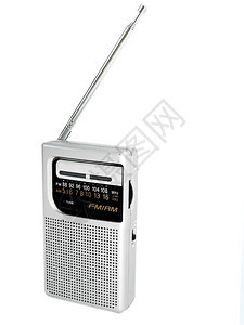 白色背景下的老式袖珍收音机图片