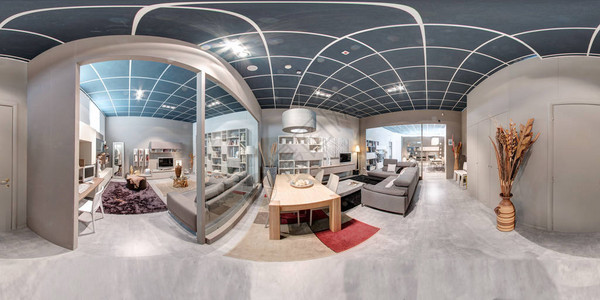 家具陈列室内部的360度全景展示了不同的和餐厅家具图片