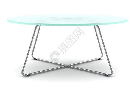 圆桌会议以白色背景隔离的现代玻璃背景