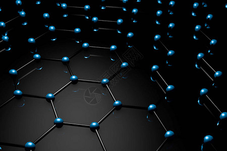 石墨烯分子网格石墨烯原子结构概念六边形几何形式纳米技术背景图片