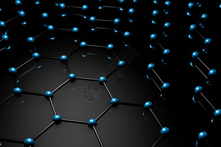 石墨烯分子网格石墨烯原子结构概念六边形几何形式纳米技术背景背景图片