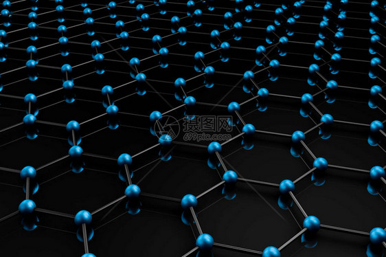 石墨烯分子网格石墨烯原子结构概念六边形几何形式纳米技术背景图片