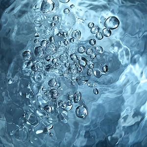 带气泡的抽象蓝色水图片