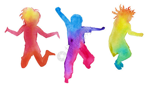 一组以颜色设计元素儿童跳跃孤立水晶图片