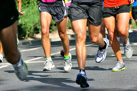 跑的马拉松赛跑者小组背景图片