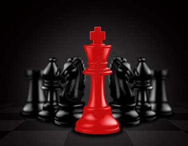红色国王在黑色棋子中脱颖而出图片