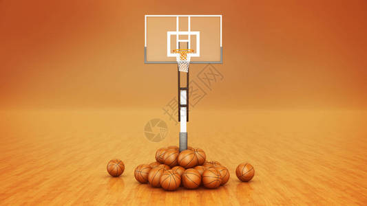 上篮橙色篮子球3d渲染设计图片