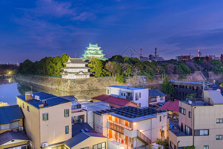 名古屋日本城市景观和城堡图片