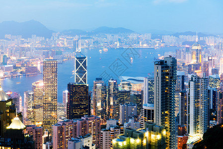 香港夜景鸟瞰图图片