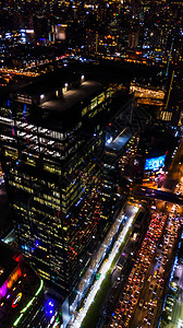 悉尼夜间建筑物或城市的鸟瞰图背景