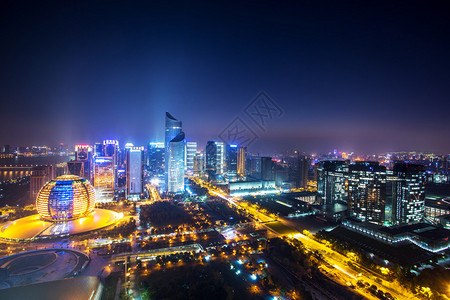 点亮杭州城市夜景图片