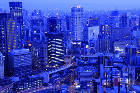 日本大阪府大阪市的大阪夜景图片