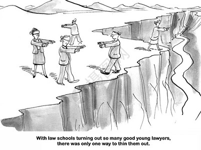 有关蒙住眼睛的律师沿着悬崖边缘行走的法律漫画图片