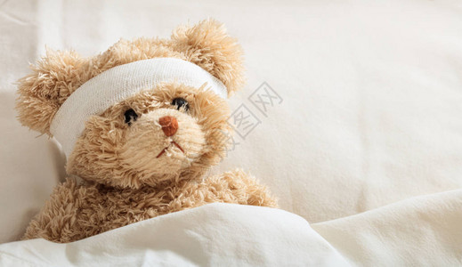 儿童是病态的概念Teddy图片