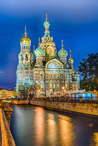 晚上滴血的救世主教堂俄罗斯圣彼得堡图片