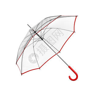 白色背景上隔离的清晰透明伞式保护伞背景图片