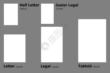美国纸张尺寸的示例尺寸图片