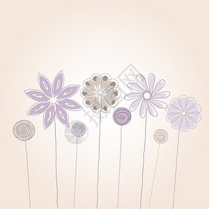 使用白色背景的素描样式绘制花朵背景图片