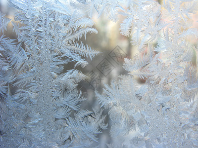 玻璃上的许多雪花抽象的图片