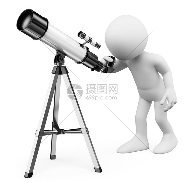 3个白人天文学家通过望远镜寻找天文仪图片