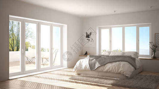 卡帕莱斯堪的纳维亚白色最小化卧室设计图片