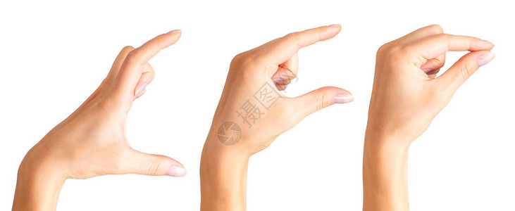 一群手握着两根手指的东西的女人被剪背景图片