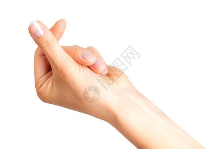 女人手握着两根手指的东西被背景图片