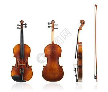 老小提琴前部背面和侧面观小提琴弓孤图片