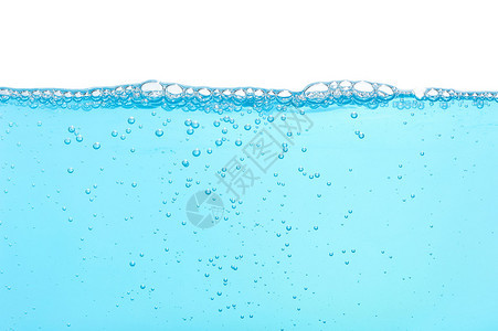 有许多气泡的水被白色隔离图片