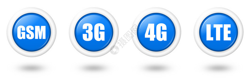 蓝色LTE4G3G和全球SM电信图标图片