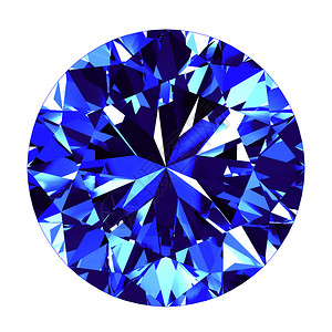 蓝宝石圆形切割在白色背景3D插图图片